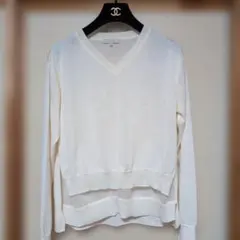 【新品未使用】エポカ　アイボリー Vネック ニット 半袖 ウール混Vネックニットプルオーバー≪手洗い可能≫ | ketty（ケティ