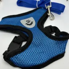 【新品】猫用ハーネス＆リードセット メッシュ 通気性 ペット用胴輪　ブルー