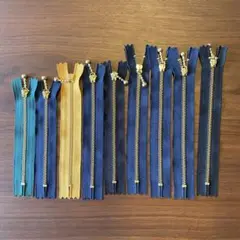 玉付き金属ファスナー 5本セット　紺色