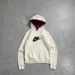 00s OLD NIKE センターロゴ パーカー ホワイト 短丈 レディース古着