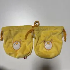 ふわふわフェイス巾着 Part3 ケアベア ガチャガチャ 黄色