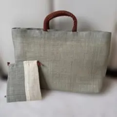 中川政七商店 トートバッグ(大) 麻 リネン 巾着袋付　グレーベージュのサムネイル