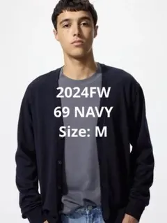 【2024FW】メリノVネックカーディガン 69 NAVY サイズM