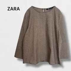 ザラ ブラウス チェック 千鳥格子 ドット柄 プルオーバー きれいめ 上品 M