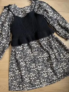 プティマイン　petit main ワンピース　フラワープリント　ビスチェ120