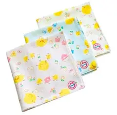 【新品】日本製 ガーゼハンカチ 3枚セット ひよこ柄 綿100%