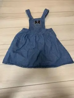 デニム サロペットスカート 2〜3歳　ミニー刺繍付き