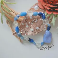 ❈ブルーレースAgate♥マクラメネックレス♪R8184 - メルカリ