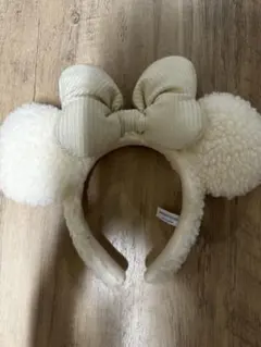 アイボリー ミッキー耳カチューシャ