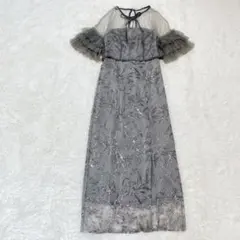 Leja 花柄刺繍ベアトップドレスワンピース　スパンコール　チュールボレロ