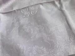 アンティーク モノグラム刺繍入り リネンクロス M B 茶 ブラウン 