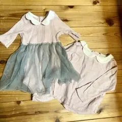 ピンク ロンパース(80)とブラウス(90)のセット