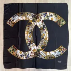 未使用品⭐︎シャネル⭐︎大判スカーフ CHANEL】シャネル 大判スカーフ ココマーク×宝石 シルク100% ブルー