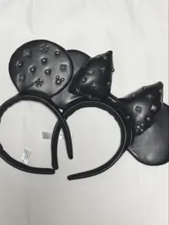 【ペアセット】ディズニー カチューシャ ミッキー ミニー レザー調 スパンコール