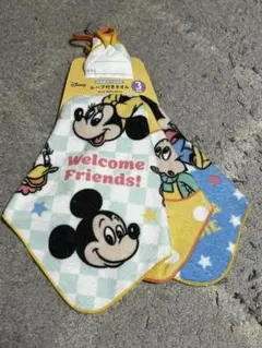 [新品未使用]ディズニー ミッキー ループ付きタオル 3枚セット