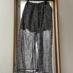花柄 ロングスカート ブラック ウエストゴム