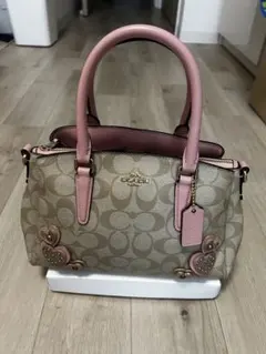 COACH コーチ ハンドバッグ ベージュ×ピンク