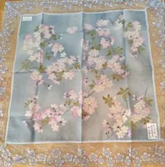 宇野千代　桜の花柄レースエッジハンカチ63㌢角