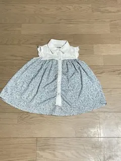 襟付き 花柄 ノースリーブ ブラウス