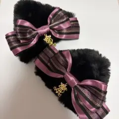 アリスアンドザパイレーツ ねこみみファークリップ 黒×パープルリボン アリパイ