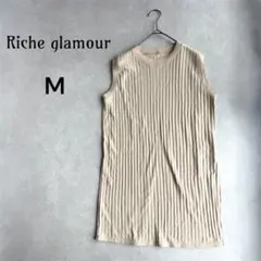 リシェグラマー リブニットノースリーブワンピース チュニック プルオーバー Mのサムネイル
