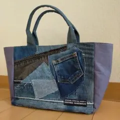 デニム☆リメイク☆パッチワーク　トートバッグ 　１点物