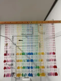 値下げ❗ ビーズ玉のれん クリア×ブルー 昭和レトロ - メルカリ