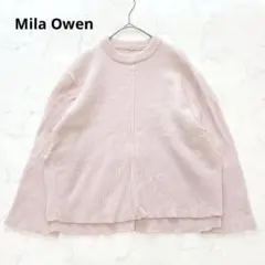 ミラオーウェン　ウールカシミヤニット　クルーネック　バックスリット　ピンク