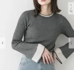 センスオブプレイス スパンコールバイカラーコンパクトセーター