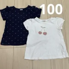 ネイビー・ホワイト Tシャツ 2枚セット 100cm