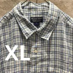 ポロジーンズ ラルフローレン 半袖 チェック シャツ XL 水色　a1039のサムネイル
