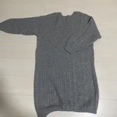 グレー ケーブル編み ニットワンピース F