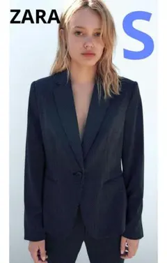 【ZARA】ドット柄ネイビーブレザー【新品】