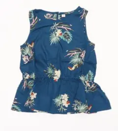 ボタニカル柄裾フリルプルオーバー/ネイビー / 120(Z47)