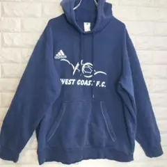 C859【adidas】パーカー 裏起毛【メンズXL】ネイビー