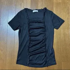 NINE HALF ブラック フリル Tシャツ 半袖
