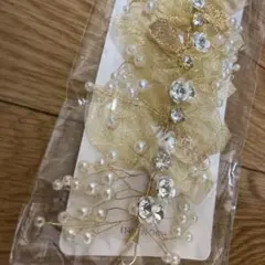 髪飾り　ゴールド リボン バレッタ⑩