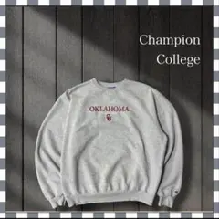 5258/チャンピオン オクラホマ大学カレッジチーム刺繍ロゴ 前VスウェットL