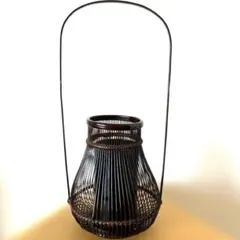 花籠　竹籠　漆塗り　和インテリア　花器　竹細工