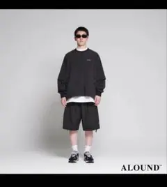 ALOUND TWOTUCK BELTED NYLON SHORTS 黒Mサイズ