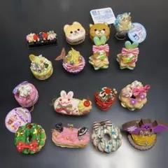 スイーツデザイン ミニチュア　キーホルダー 16個