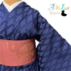 【F769】洗える着物 小紋 青みの紫 化繊 対象身長～152㎝ セール対象◎