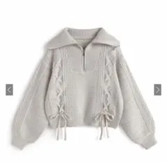 GRL ハーフジップレースアップラメニット トップス [lt142]