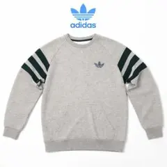 adidas グレー ストライプ クルーネック トレーナー