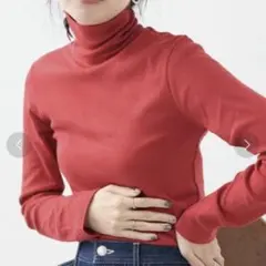 フリークスストア ハイネック タートルネック コットン カットソー 赤 長袖 綿