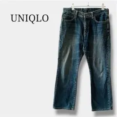 【ユニクロ】ストレートデニムパンツ ジーンズ 32 オールド インディゴブルー