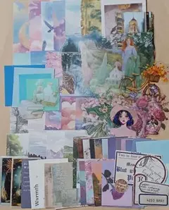 コラージュ素材　素材紙　デザインペーパー　折り紙　シール　ステッカー