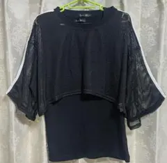 新品★メッシュライン入りカットソー&タンクトップ2点セット★ブラック