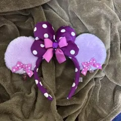 ディズニー　イヤリングカチューシャ　ミニーちゃん　ピンク　紫