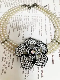 フェイクパールチョーカー　ネックレス　カメリア　オケージョンに